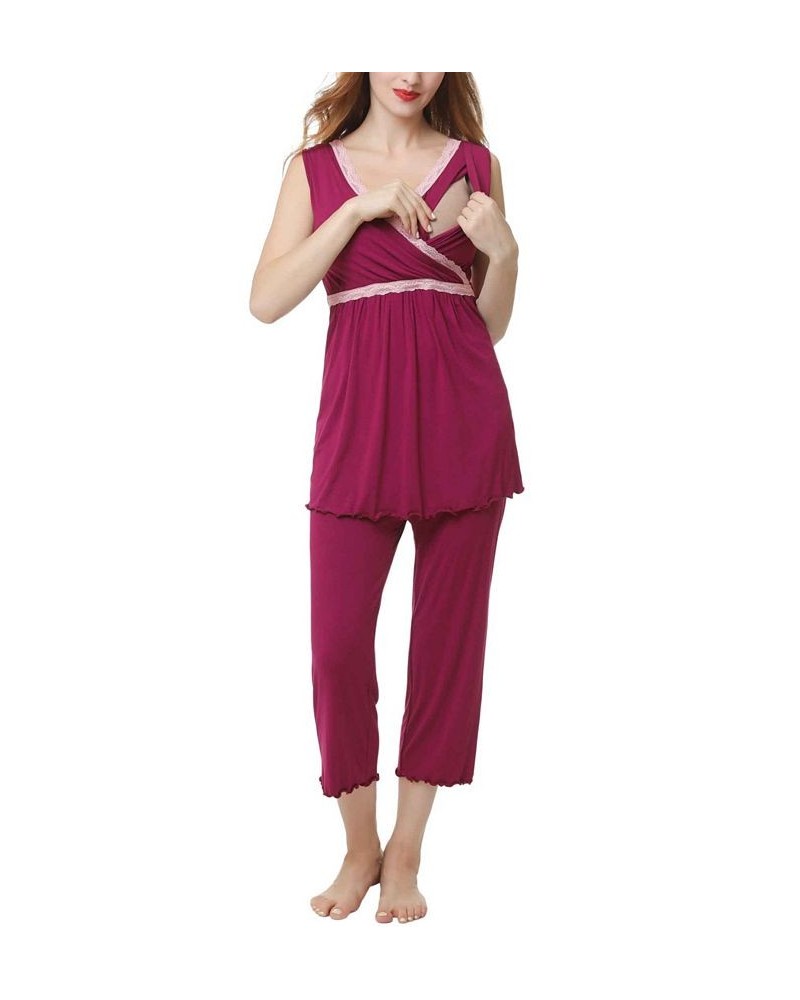 Kimi & Kai Penny Maternity Nursing Pajama Set Purple $32.66 Sleepwear