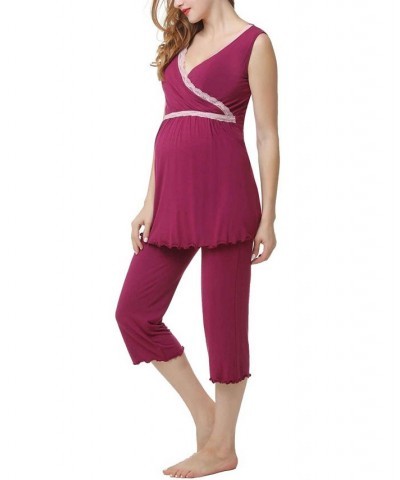 Kimi & Kai Penny Maternity Nursing Pajama Set Purple $32.66 Sleepwear