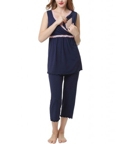 Kimi & Kai Penny Maternity Nursing Pajama Set Purple $32.66 Sleepwear