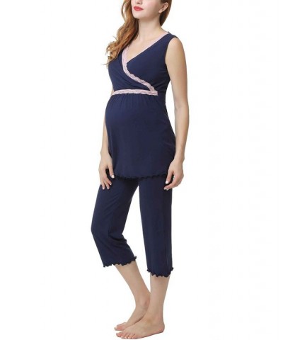 Kimi & Kai Penny Maternity Nursing Pajama Set Purple $32.66 Sleepwear