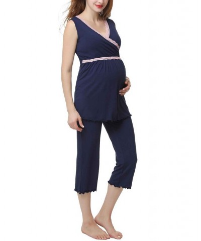 Kimi & Kai Penny Maternity Nursing Pajama Set Purple $32.66 Sleepwear