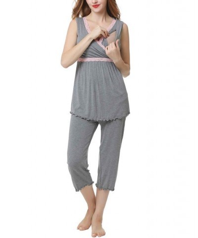 Kimi & Kai Penny Maternity Nursing Pajama Set Purple $32.66 Sleepwear