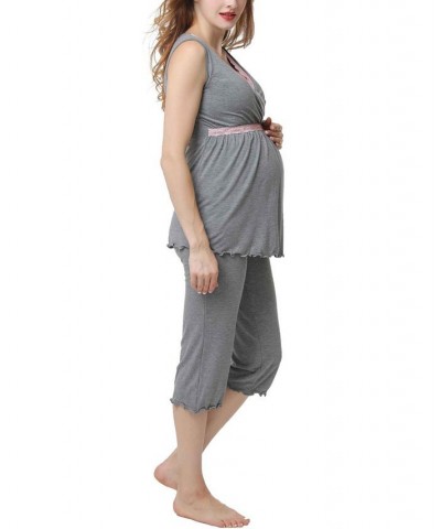 Kimi & Kai Penny Maternity Nursing Pajama Set Purple $32.66 Sleepwear