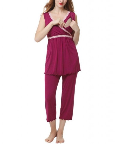 Kimi & Kai Penny Maternity Nursing Pajama Set Purple $32.66 Sleepwear