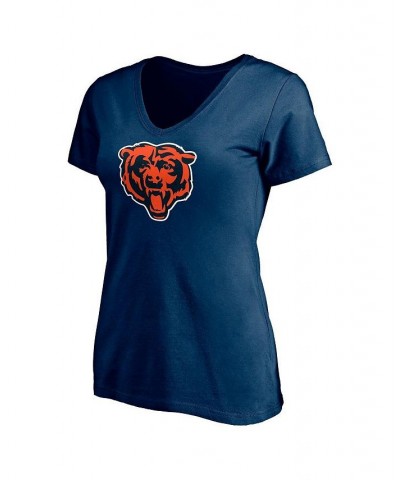 Women's Branded Justin Fields Navy Chicago Bears Logo Player Icon Name and Number V-Neck T-shirt Navy $20.16 Tops