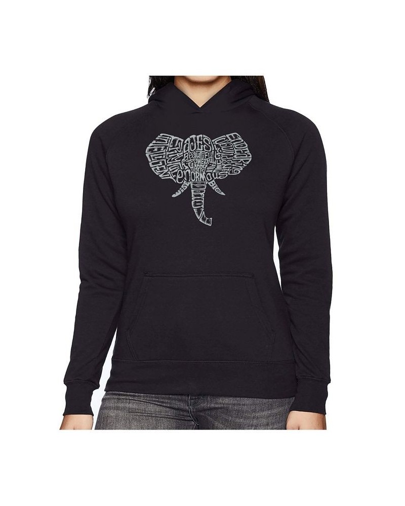 Women's Word Art Hooded Sweatshirt -Tusks Black $32.99 Sweatshirts