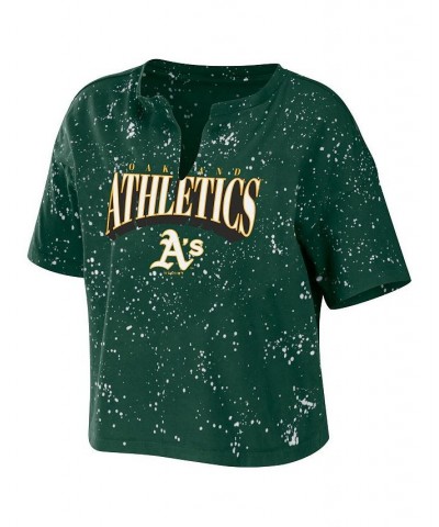 Women's Green Oakland Athletics Notch Neck Tie-Dye T-shirt Green $24.20 Tops