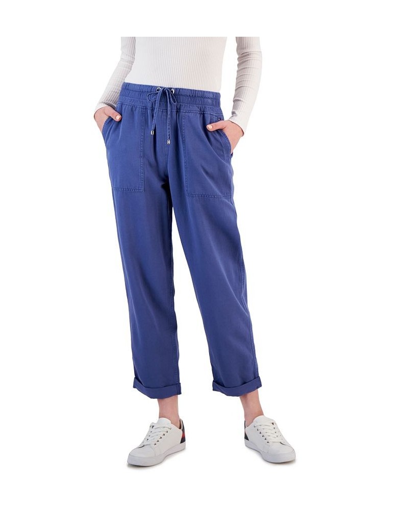 Women's Cuffed Pull-On Twill Pants Blue $28.89 Pants