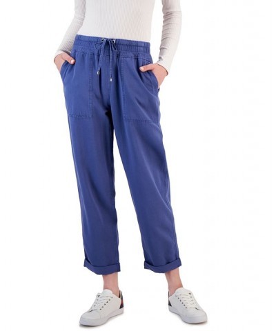 Women's Cuffed Pull-On Twill Pants Blue $28.89 Pants