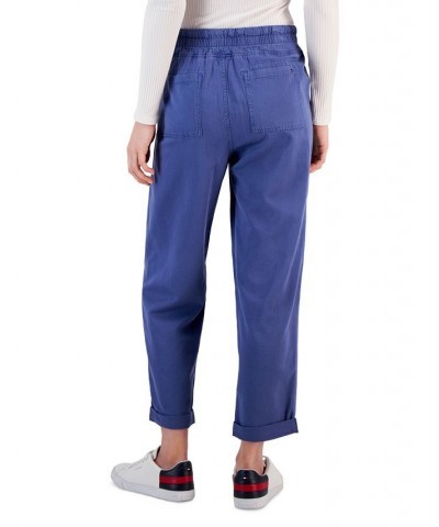 Women's Cuffed Pull-On Twill Pants Blue $28.89 Pants