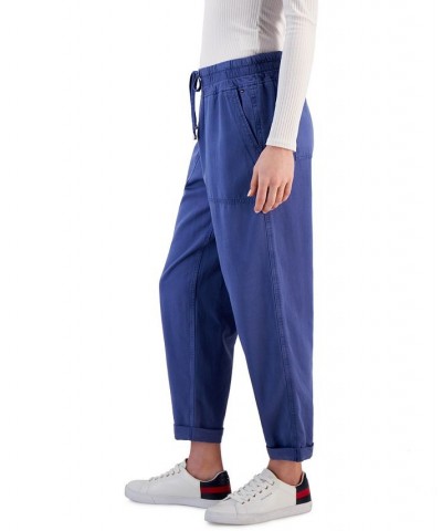 Women's Cuffed Pull-On Twill Pants Blue $28.89 Pants