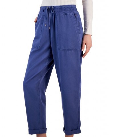 Women's Cuffed Pull-On Twill Pants Blue $28.89 Pants