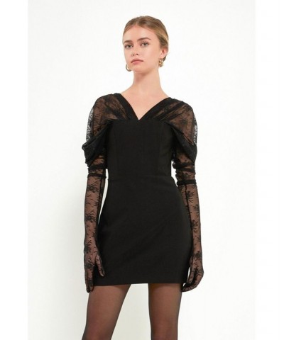 Women's Mesh Layered Corset Dress Black $65.00 Dresses