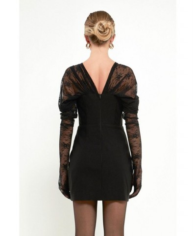 Women's Mesh Layered Corset Dress Black $65.00 Dresses