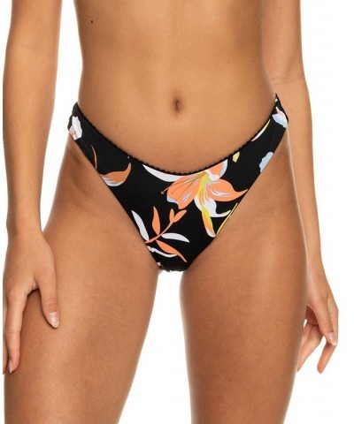 Juniors' Hibiscus Wave Cheeky Bikini Bottoms Anthracite Hibiscus Wave $25.50 Swimsuits