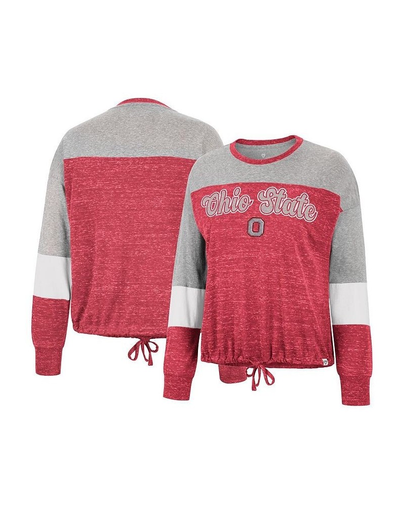 Women's Scarlet Ohio State Buckeyes Joanna Tie Front Long Sleeve T-shirt Scarlet $21.50 Tops