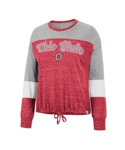 Women's Scarlet Ohio State Buckeyes Joanna Tie Front Long Sleeve T-shirt Scarlet $21.50 Tops