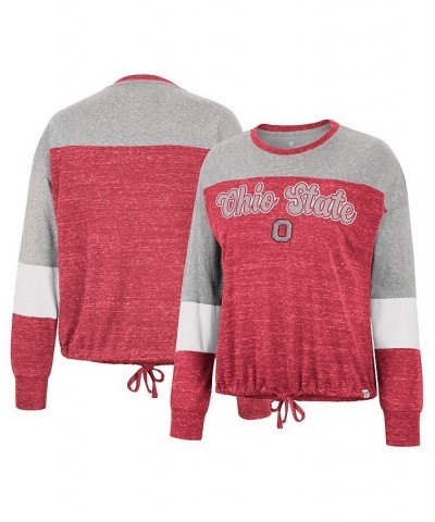 Women's Scarlet Ohio State Buckeyes Joanna Tie Front Long Sleeve T-shirt Scarlet $21.50 Tops