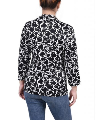 Petite 3/4 Sleeve Two-Fer Top Black Dusolei $17.64 Tops