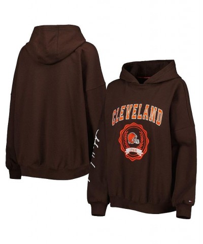 Women's Brown Cleveland Browns Becca Drop Shoulder Pullover Hoodie Brown $40.00 Sweatshirts