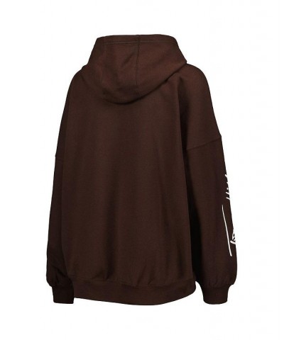 Women's Brown Cleveland Browns Becca Drop Shoulder Pullover Hoodie Brown $40.00 Sweatshirts