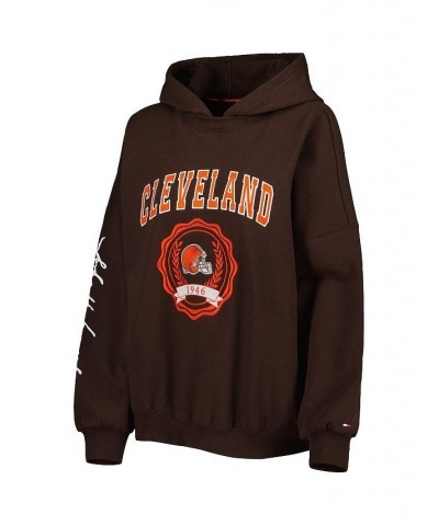 Women's Brown Cleveland Browns Becca Drop Shoulder Pullover Hoodie Brown $40.00 Sweatshirts