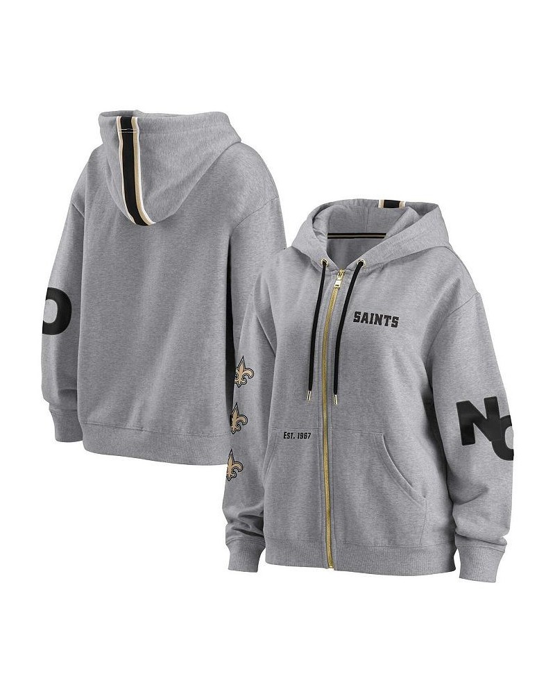 Women's Gray New Orleans Saints Full-Zip Hoodie Gray $36.66 Sweatshirts