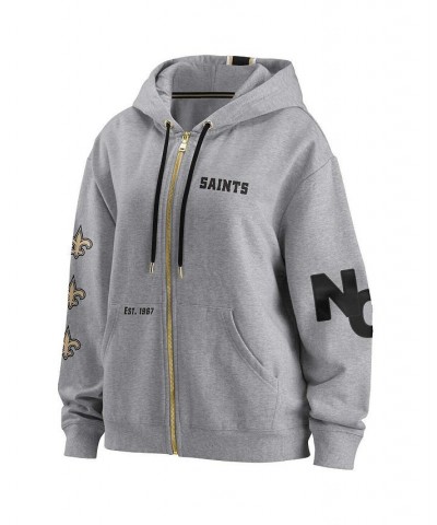 Women's Gray New Orleans Saints Full-Zip Hoodie Gray $36.66 Sweatshirts