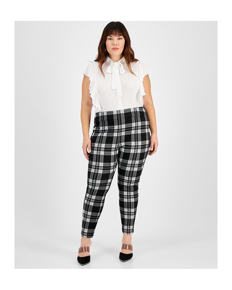 Plus Size Plaid Leggings Black $15.99 Pants