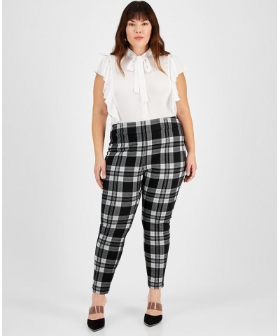 Plus Size Plaid Leggings Black $15.99 Pants