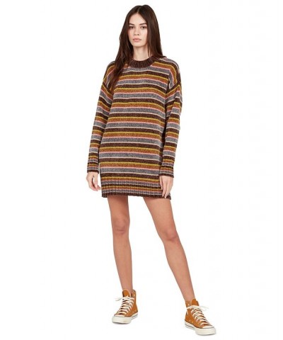 Juniors' Bubble Tea Striped Sweater Dress Dark Chocolate $26.00 Dresses