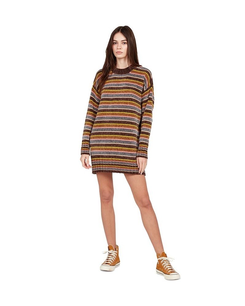 Juniors' Bubble Tea Striped Sweater Dress Dark Chocolate $26.00 Dresses