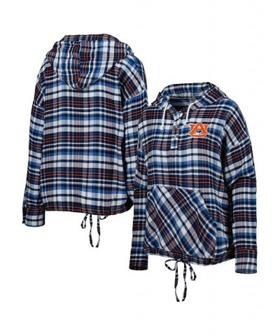 Women's Navy Auburn Tigers Mainstay Plaid Pullover Hoodie Blue $26.65 Sweatshirts