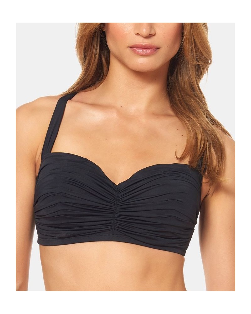 Bleu Rod Beattie Shirred Underwire D-Cup Bikini Top Black $36.49 Swimsuits