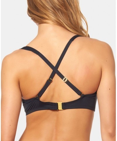 Bleu Rod Beattie Shirred Underwire D-Cup Bikini Top Black $36.49 Swimsuits