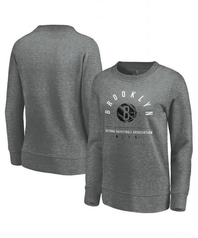 Women's Branded Heathered Gray Brooklyn Nets Versalux Triumph Crew Neck Sweatshirt Gray $40.49 Sweatshirts