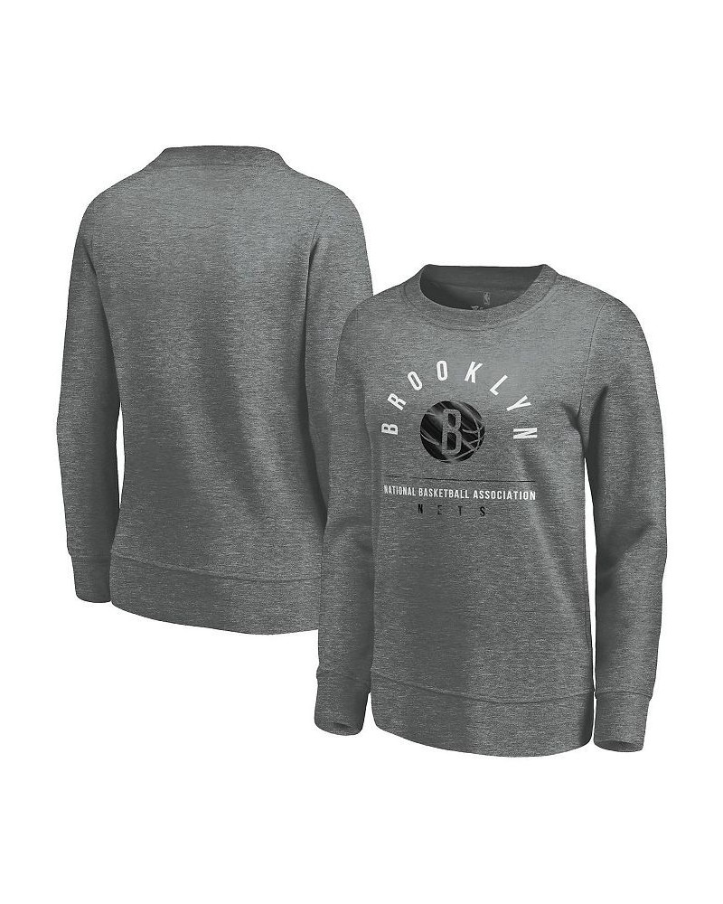 Women's Branded Heathered Gray Brooklyn Nets Versalux Triumph Crew Neck Sweatshirt Gray $40.49 Sweatshirts