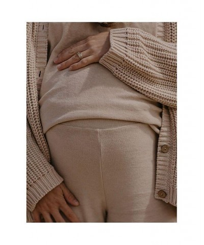 Women's Maternity Organic Cotton Wide Leg Terry Trouser Ecru $44.88 Pants