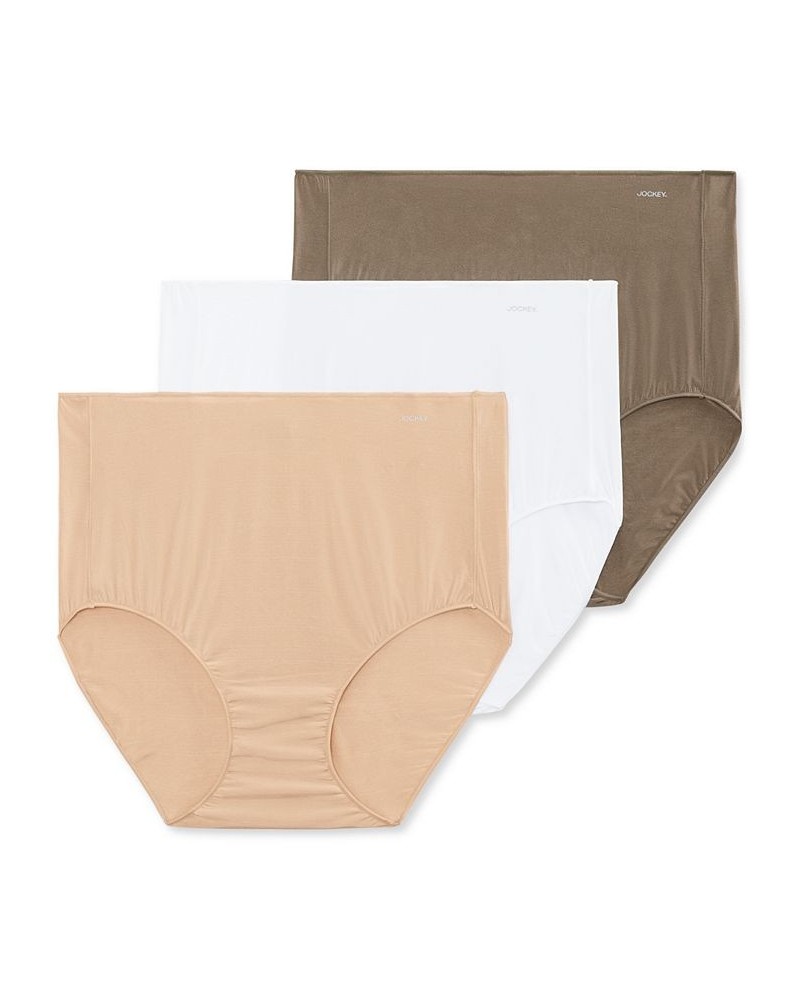 Womens' 3-Pk. No Panty Line Promise Tactel Brief Underwear 1877 Brown $12.60 Panty