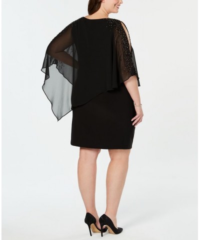 Plus Size Beaded Chiffon Popover Dress Black $38.70 Dresses