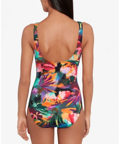 Women's Printed Ring-Trim One-Piece Swimsuit Jungle Paradise $56.10 Swimsuits