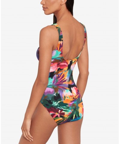 Women's Printed Ring-Trim One-Piece Swimsuit Jungle Paradise $56.10 Swimsuits