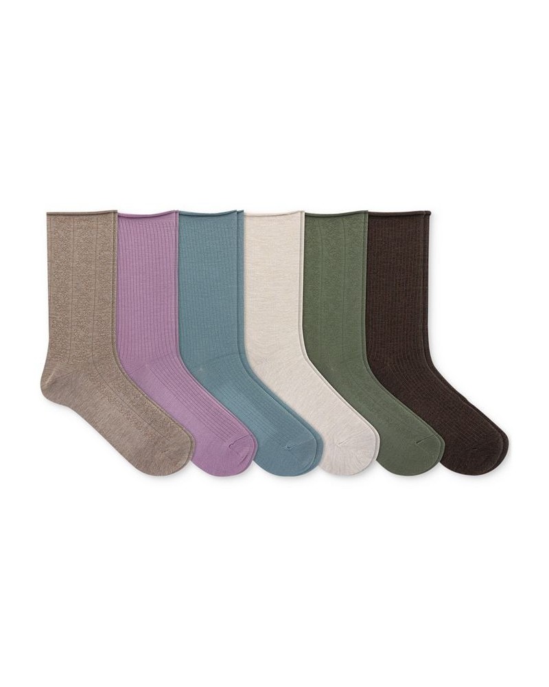 Women's 6-Pk. Roll-Top Floral Crew Socks Asst $12.74 Socks