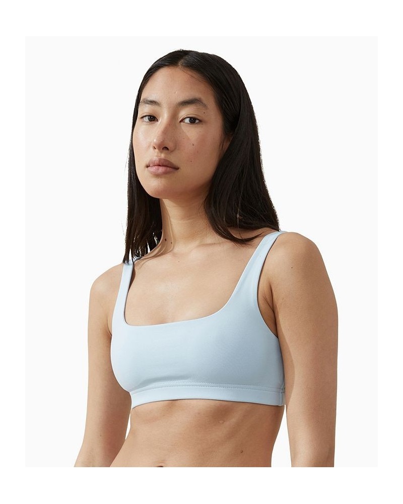 Women's Square Neck Crop Top Blue $19.24 Tops