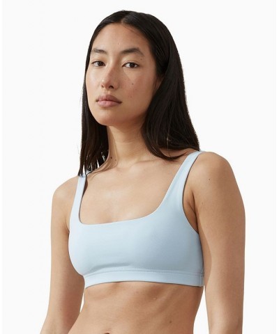 Women's Square Neck Crop Top Blue $19.24 Tops