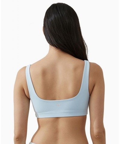 Women's Square Neck Crop Top Blue $19.24 Tops