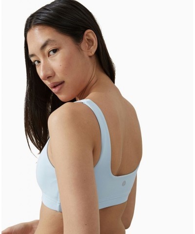 Women's Square Neck Crop Top Blue $19.24 Tops