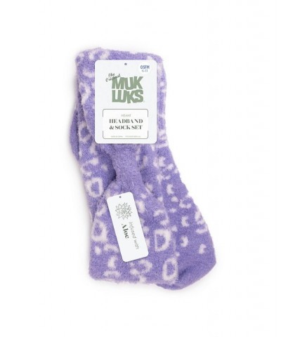 Women's Aloe Infused Socks and Headband Set 2 Piece Purple $17.34 Socks