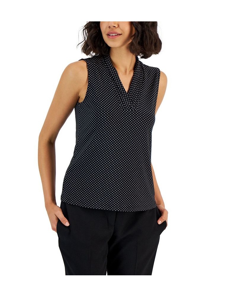 Women's Triple-Pleat Sleeveless V-Neck Blouse Anne Black/anne White $20.49 Tops