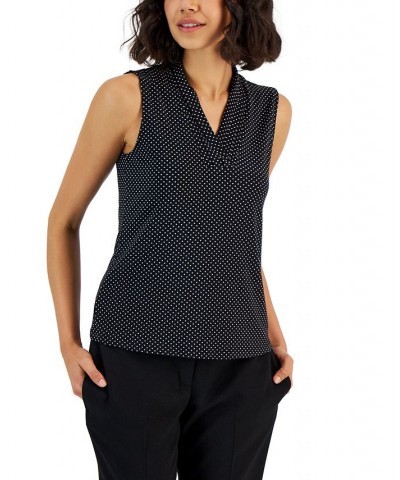 Women's Triple-Pleat Sleeveless V-Neck Blouse Anne Black/anne White $20.49 Tops